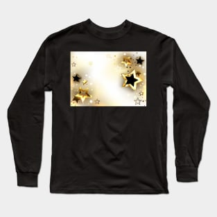 White Background with Gold Stars Long Sleeve T-Shirt